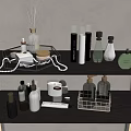 Stylish Black Shelf Display With Fragrance Bottles Cosmetics And Decorative Items