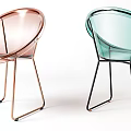 Transparent Leisure Chairs With Colorful Metal Legs And Modern Perforated Backrest Design