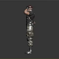 3D Military Character Posing With Red Beret Tactical Vest Camouflage Pants And Kneepads