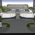 Modern Entrance Gate Design With Illuminated Lights Sleek Facade And Paved Ground