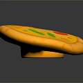 Cartoon Style Pizza With Yellow Crust Red Tomato And Green Vegetable Toppings