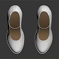White Platform High Heel Shoes with Ankle Strap Thick Chunky Heel and Serrated Sole Design