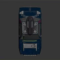 Blue Retro Car With Roof Mounted Device And Antenna Exterior Design Features
