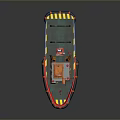 Orange Red Tugboat 3D Model With Wheelhouse Crane And Deck Railings