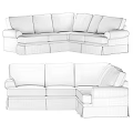 Modern L shaped Sectional Sofa with Light Gray Fabric and Comfortable Seats 3d model