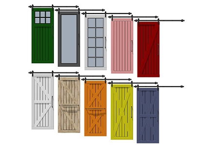 Modern Barn Door Solid Wood Sliding Door 3d model