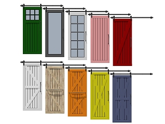 Modern Barn Door Solid Wood Sliding Door 3d model