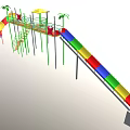 Playground Equipment With Colorful Slide Yellow Canopy Palm Tree Decorations Star Railings And Stairs