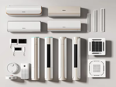 Modern Air Conditioner Fan Types Showcasing Wall Mounted Floor Standing And Compact Models 3d model