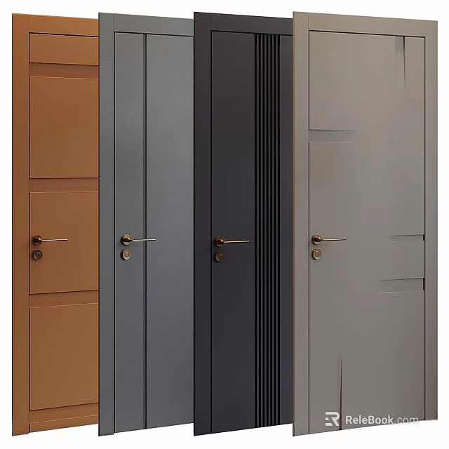 Hinged Doors In Multiple Colors With Modern Design For Home Interior Decoration 3d model 