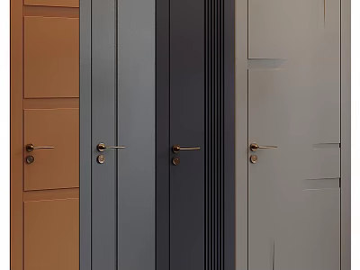 Hinged Doors In Multiple Colors With Modern Design For Home Interior Decoration 3d model