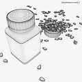 White Medical Device Pill Bottle Brintellix 10mg With Scattered Tablets And Container
