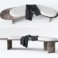 Modern Stool Casual Stool Low Stool Shoe Stool Bench Upholstered Blanket Curved Bench Bed End Stool 3d model