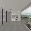 Modern Indoor Ceiling Mounted Clothes Hanger With White Cabinets And Window View