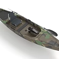 Camouflage Kayak Design With Black Seat And Paddle For Outdoor Activities