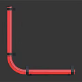 Modern Red and Black Curved Fence with Metal Frame and Support Posts