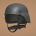 Black Protective Hat with Adjustable Straps and Secure Buckle Design 3d model