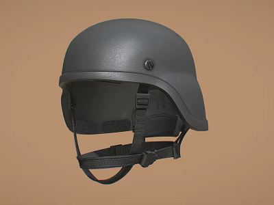 Black Protective Hat with Adjustable Straps and Secure Buckle Design 3d model