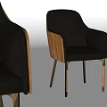 Modern Accent Chair with Black Upholstered Seat Wooden Armrests and Tapered Legs in Contemporary Design