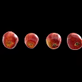Fresh Red Apples With Yellow Speckles Arranged In A Row On Black Background