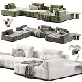 Cozy Modern Sectional Sofa With Pillows Throw Blankets In White And Brown Tones