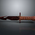 Intricately Carved Decorative Knife With Ornate Blade And Detailed Handle Design