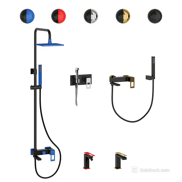 Modern Shower System With Rainfall Head Handheld Sprayer Flexible Hose And Wall Bracket 3d model