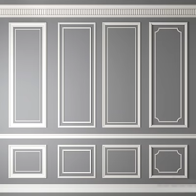 Decorative White Lines On Gray Wall For Modern Interior Design 3d model