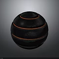 Black Textured Sphere With Red Stripes And Layered Surface Design Structure 3d model