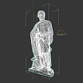 Game Movie Character White Statue Shirtless Male With Flowing Cloak Standing On Decorated Base