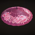Elegant Pink Umbrella With Traditional Floral Pattern And Decorative Design