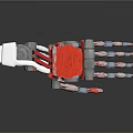 Robotic Arm Mechanical Structure With Metal Joints And Red Silver Components