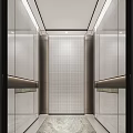 Modern Elevator Interior Design With Sleek Metal Panels Textured Wall And Soft Lighting 3d model