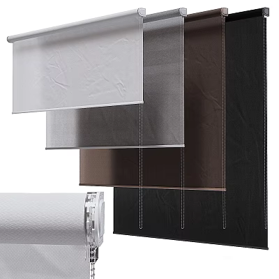 Modern Textured Roller Blinds In Grey Brown Black Fabric For Stylish Interior Design 3d model