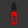 Red And Black Elongated Tool With Glossy Finish And Reflective Surface