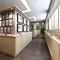Modern Retail Space With Display Cabinets Framed Artworks And Natural Light