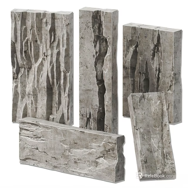Textured Stone Background Wall Panels With Natural Design For Modern Home Interior 3d model 