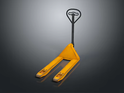 Manual Pallet Jack Industrial Equipment with Yellow Forks and Black Handle 3d model