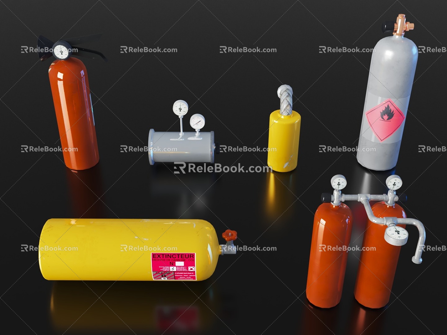 Fire Extinguisher Fire Fighting System Laboratory Equipment Tools Science Fiction Oxygen Tank Secret Laboratory Underground Research Institute 3d model