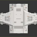 Cartoon Scene of White Modular Sci Fi Building With Gray Blocks Windows And Equipment Details