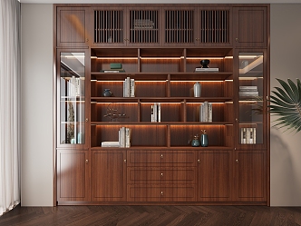 New Chinese-style Finished Bookcase 3d model