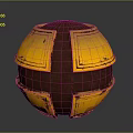 Vintage Decorative Sphere With Red Base And Yellow Cross Panels Design