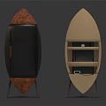 Oval Shaped Entryway Side Cabinets With Gray Yellow Panels Orange Accents Layered Design Drawer Stands