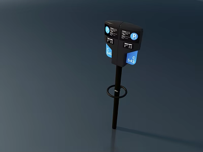 Public Facility Parking Meter With Electronic Display And Payment Function 3d model