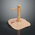Functional Vehicle Wooden Model With Extending Arm Hanging Accessory And Red Marked Circular Base