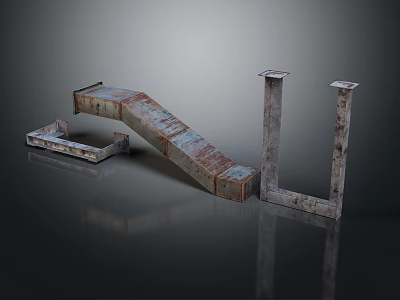 Industrial Steel Structure Equipment With Rustic Metal Brackets And Pipes 3d model