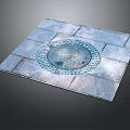 Road Facility Featuring Manhole Cover With Circular Design And Square Slabs Pavement