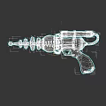 Cartoon Style Toy Gun With Spiral Structure Yellow Component Purple Part And Black Grip