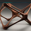 Dining Table Set with Round Glass Top Dark Brown Geometric Legs and Light Green Chair