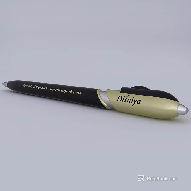 Black Dilinya Pen With Gold Accents Smooth Writing Comfortable Grip Design for Daily Use 3d model 